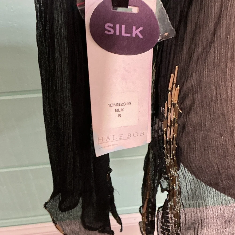 Hale Bob Sheer Embellished Blouse – Beaded – Black – Size S – $249 Retai - Picture 3 of 6